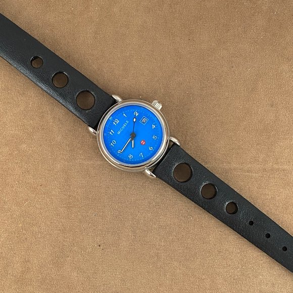 Michele Blue Dial with Black 8 inch Dive Strap All Stainless Steel Watch - Picture 3 of 8